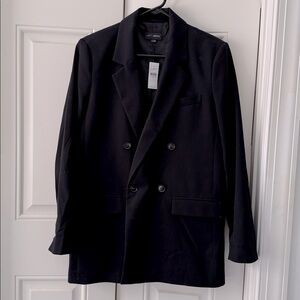 NWT LOFT Versa Women's Black Double-Breasted Boyfriend Blazer